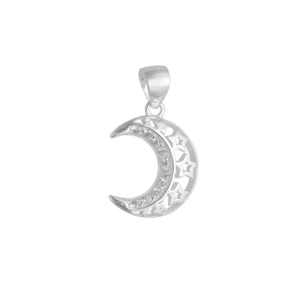 COLGANTE LUNA Y ESTRELLAS CALADAS MICROCIRCÓN