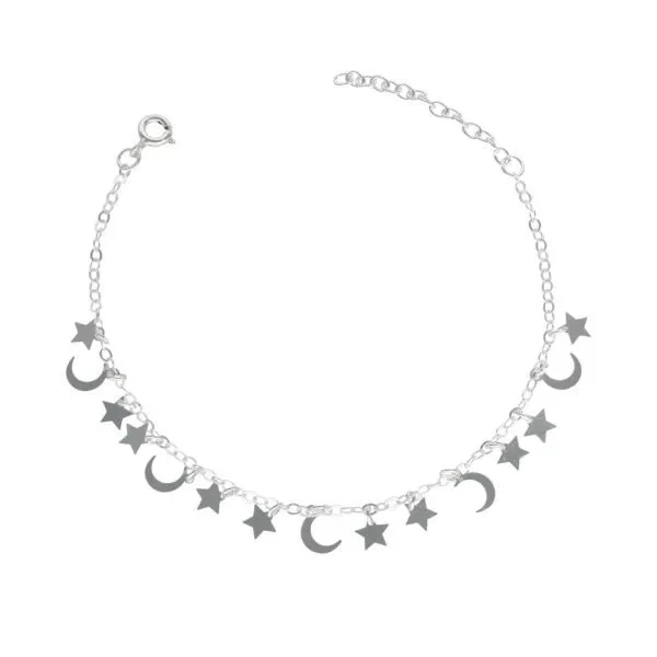 PULSERA ESTRELLAS Y LUNAS COLGANTES
