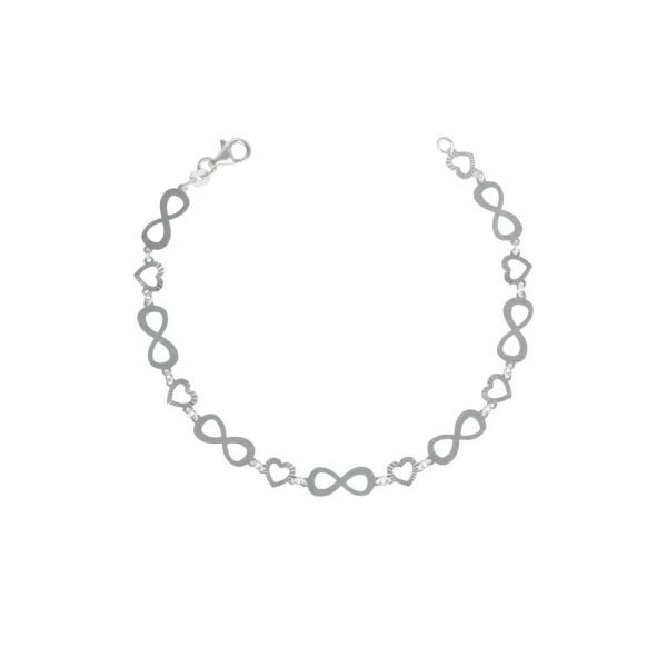 PULSERA INFINITO, CORAZÓN SATINADO