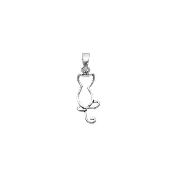 COLGANTE GATO SILUETA PLATA ENVEJECIDA