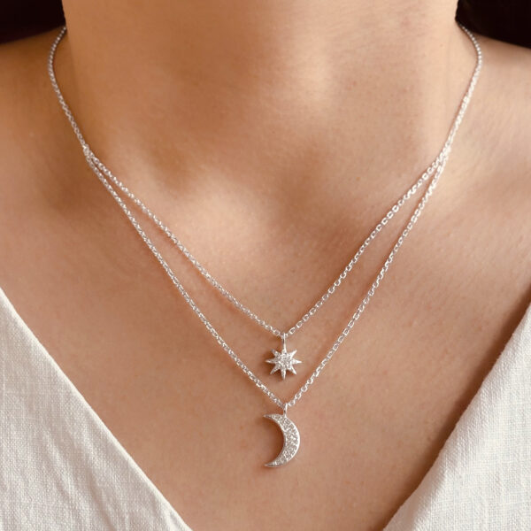 COLLAR DOBLE, LUNA Y ESTRELLA MICROCIRCÓN - Imagen 2