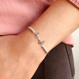PULSERA AJUSTABLE MARIPOSA CON BOLITAS