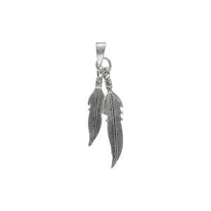 COLGANTE PLUMAS PLATA ENVEJECIDA