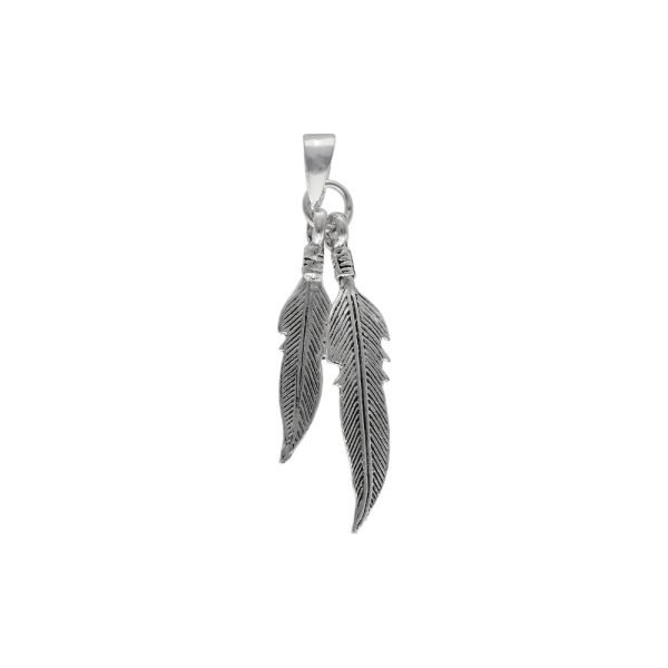 COLGANTE PLUMAS PLATA ENVEJECIDA