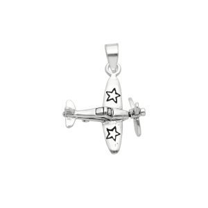 COLGANTE AVIÓN PLATA ENVEJECIDA