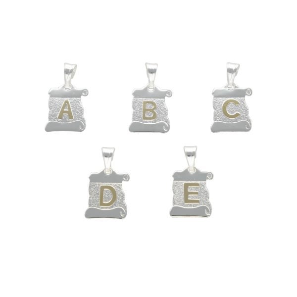 COLGANTE LETRA MEDIANA PERGAMINO PLATA ORO A-Z