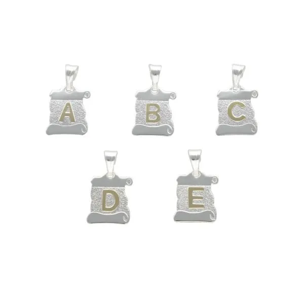 COLGANTE LETRA MEDIANA PERGAMINO PLATA ORO A-Z