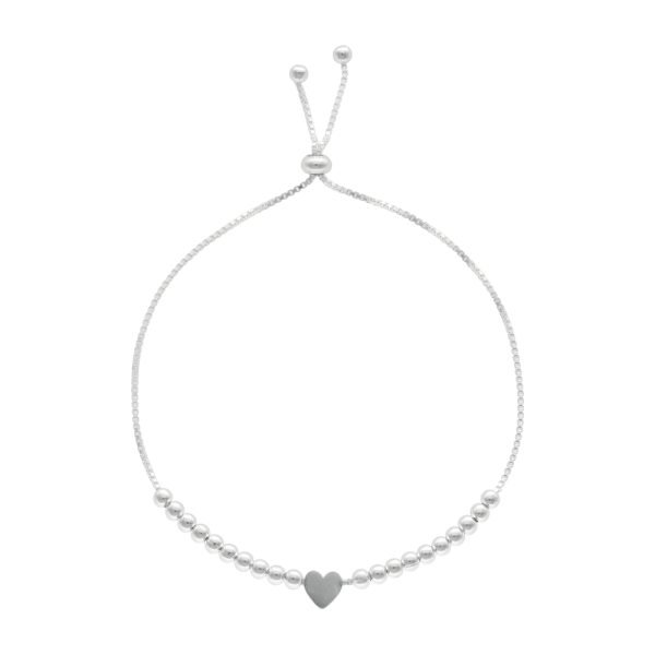 PULSERA AJUSTABLE CORAZÓN CON BOLITAS