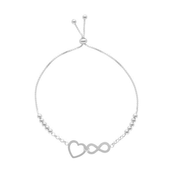 PULSERA AJUSTABLE INFINITO CORAZÓN CON BOLITAS