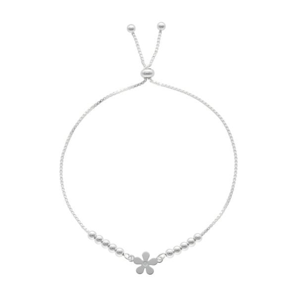 PULSERA AJUSTABLE FLOR CON BOLITAS.
