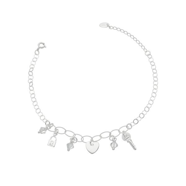 PULSERA CORAZÓN, LLAVE Y CANDADO