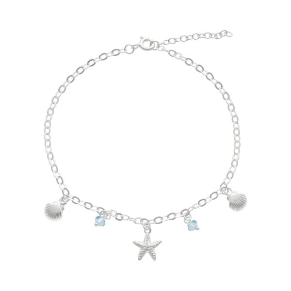 TOBILLERA ESTRELLA, CONCHAS DE MAR CON CIRCONES