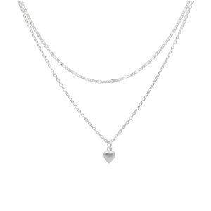 COLLAR DOBLE, CORAZÓN Y GRUMET DESTELLO