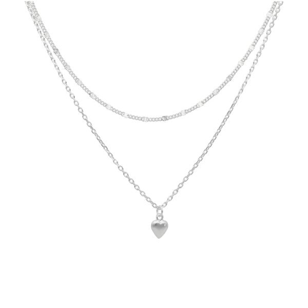 COLLAR DOBLE, CORAZÓN Y GRUMET DESTELLO