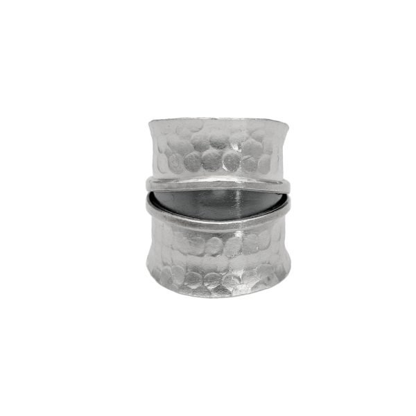 ANILLO AJUSTABLE MARTILLADO CENTRO ENVEJECIDO HECHO A MANO - Imagen 2