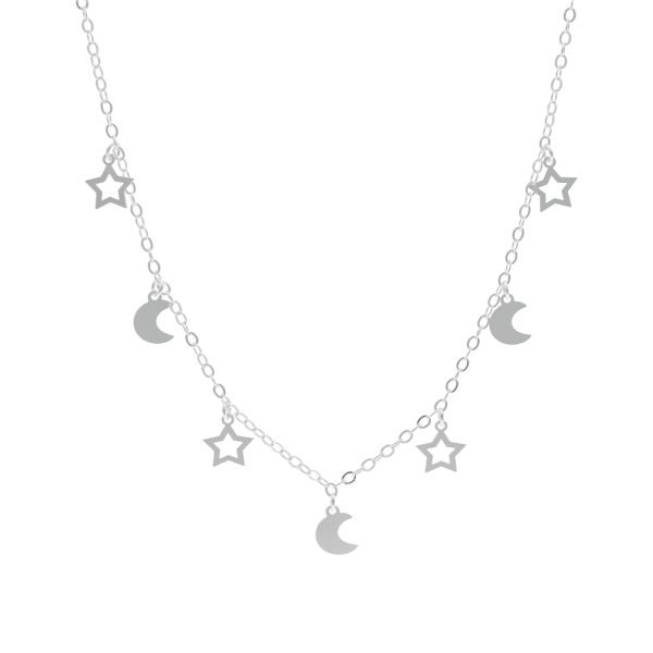 COLLAR ESTRELLAS Y LUNAS COLGANTES