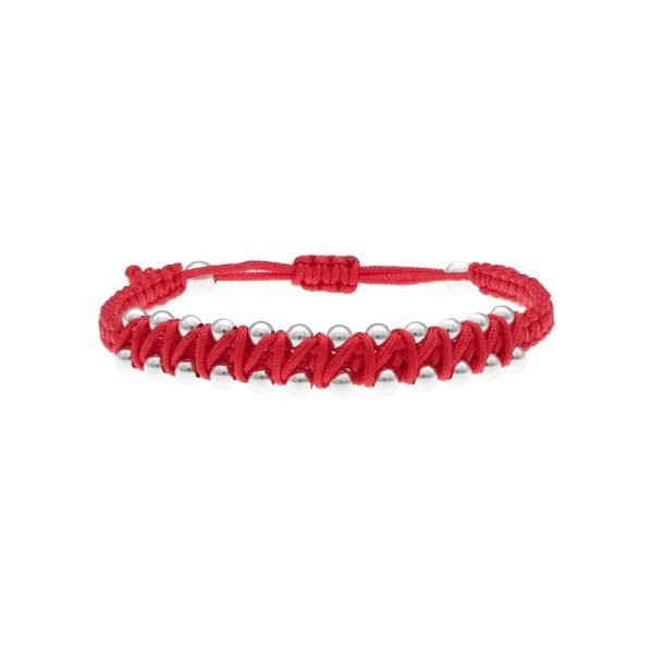 PULSERA AJUSTABLE ESFERAS HILO ROJO