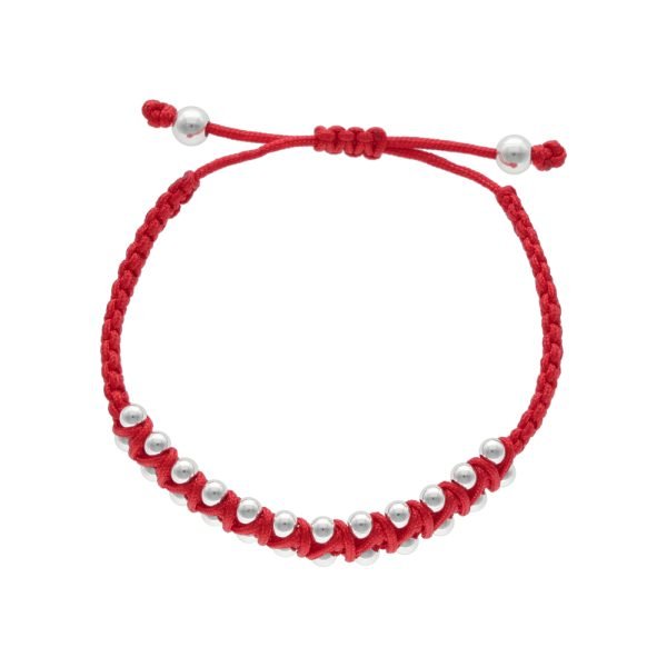 PULSERA AJUSTABLE ESFERAS HILO ROJO - Imagen 2