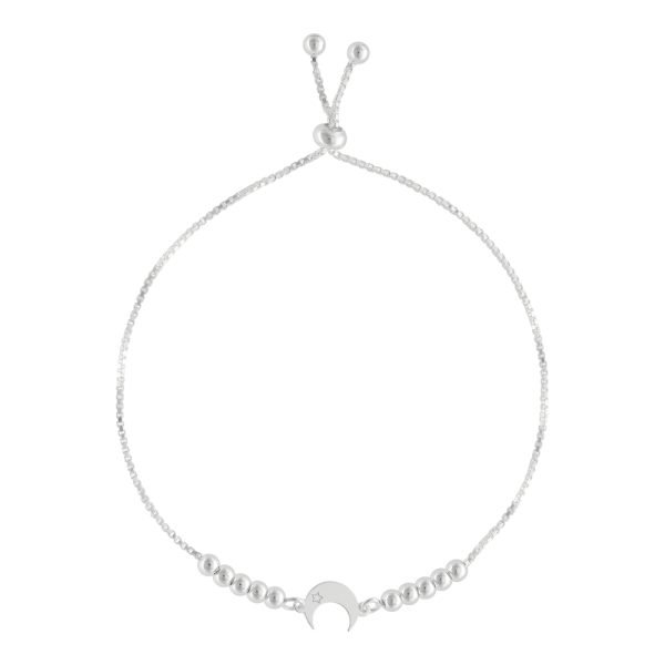 PULSERA AJUSTABLE, LUNA, ESTRELLA BOLITAS