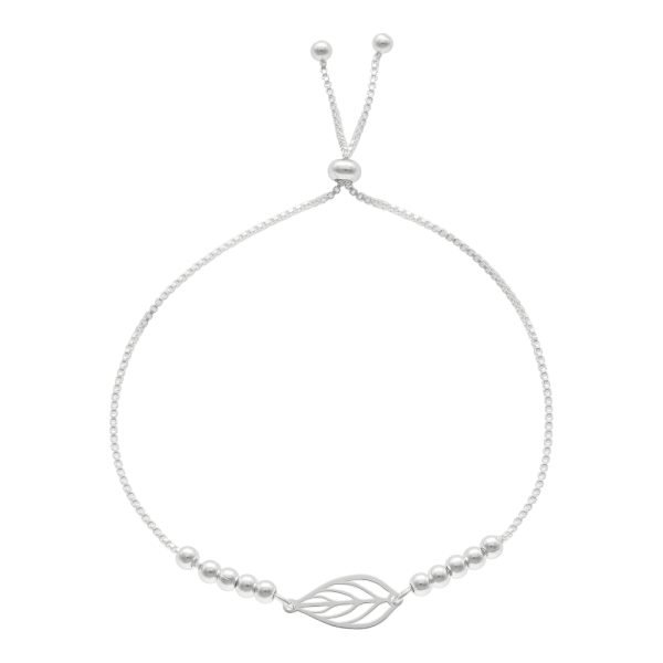 PULSERA AJUSTABLE HOJA CALADA BOLITAS