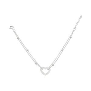 PULSERA DOBLE CORAZÓN SATINADO BOLITAS