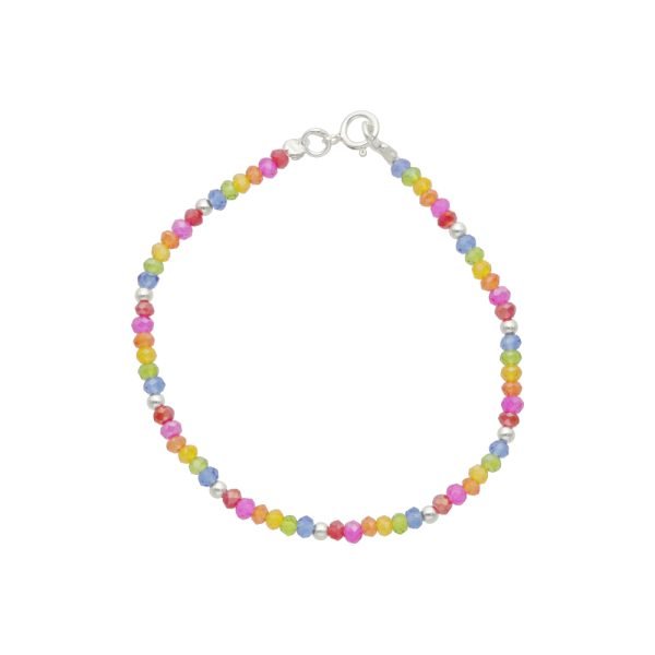 PULSERA MOSTACILLA MULTICOLOR BOLITAS DE PLATA