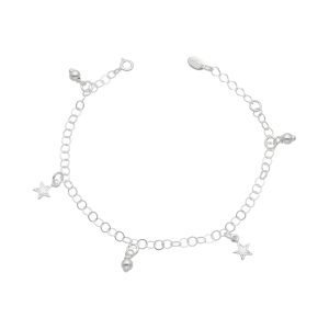 PULSERA ESTRELLAS Y BOLITAS COLGANTES