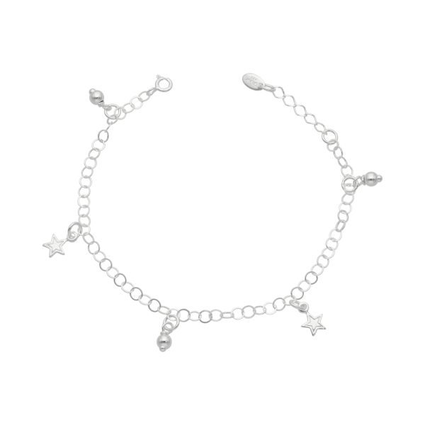 PULSERA ESTRELLAS Y BOLITAS COLGANTES