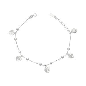 PULSERA CORAZÓN Y BOLITAS MICROCIRCÓN