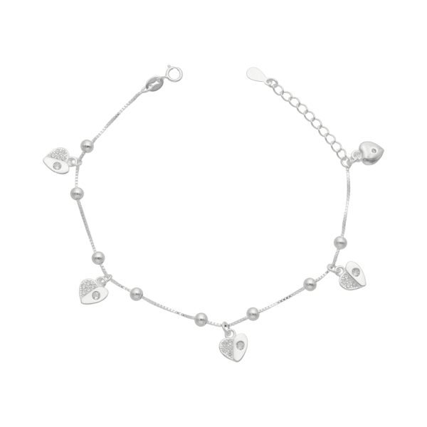 PULSERA CORAZÓN Y BOLITAS MICROCIRCÓN