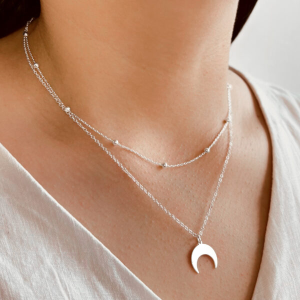 COLLAR DOBLE, BOLITAS, LUNA INVERTIDA - Imagen 2