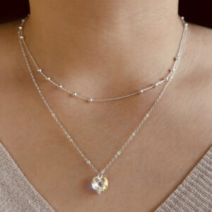 COLLAR DOBLE BOLITAS CORAZÓN CIRCÓN