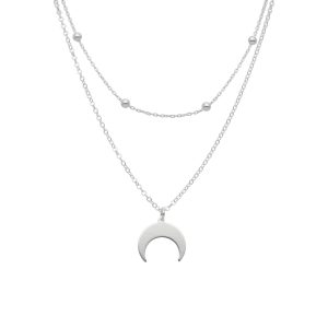 COLLAR DOBLE, BOLITAS, LUNA INVERTIDA
