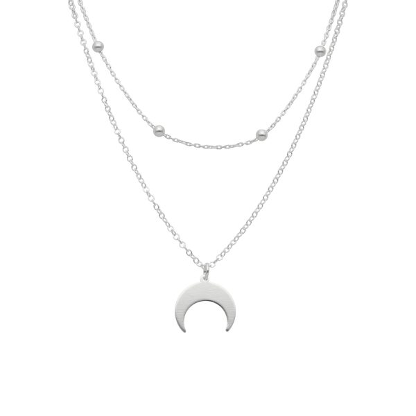 COLLAR DOBLE, BOLITAS, LUNA INVERTIDA