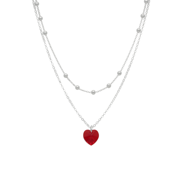 COLLAR DOBLE BOLITAS CORAZÓN CIRCÓN