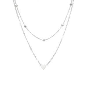 COLLAR DOBLE, BOLITAS, CORAZÓN