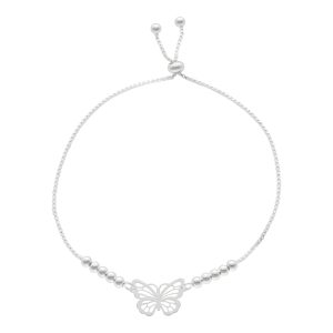 PULSERA AJUSTABLE MARIPOSA BOLITAS