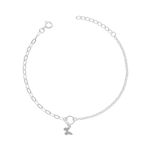 PULSERA ROLO LIMADA MARIPOSAS COLGANTES