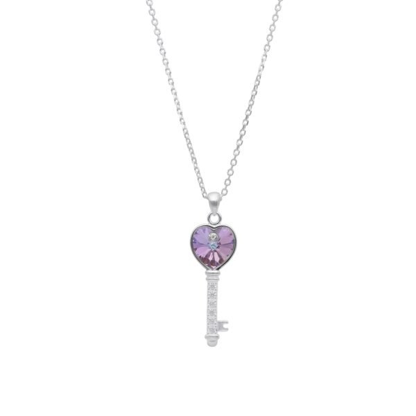 COLLAR  LLAVE CORAZÓN TORNASOL