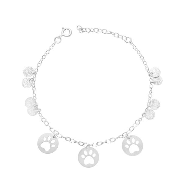 PULSERA HUELLA DE PERRO CÍRCULOS SATINADOS