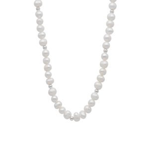 COLLAR PERLA DE RÍO  5 MM  BOLITA  DE PLATA 3 MM