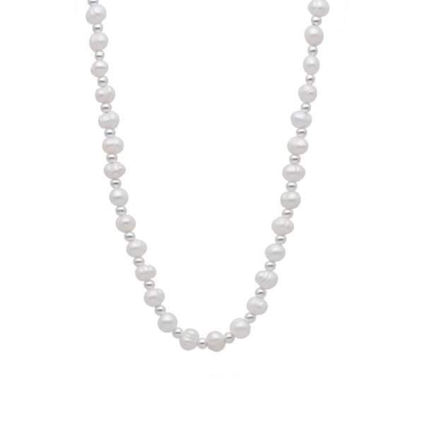 COLLAR PERLA DE RÍO 5 MM BOLITA DE PLATA 3 MM