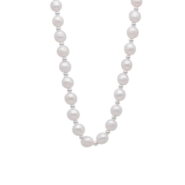 COLLAR PERLA DE RÍO  6 MM  BOLITA DE PLATA 2.5 MM