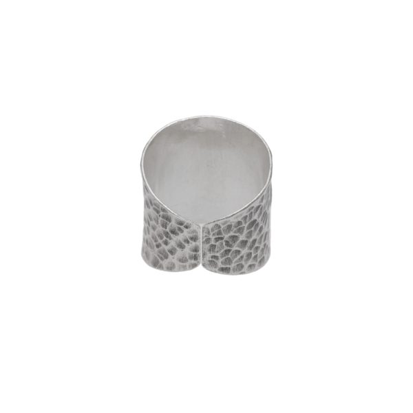 ANILLO AJUSTABLE ESPIRAL MARTILLADO HECHO A MANO - Imagen 2
