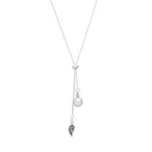 COLLAR AJUSTABLE ALA, BOLITA PLATA  ENVEJECIDA