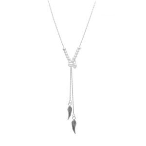COLLAR AJUSTABLE  BOLITA , ALA PLATA ENVEJECIDA