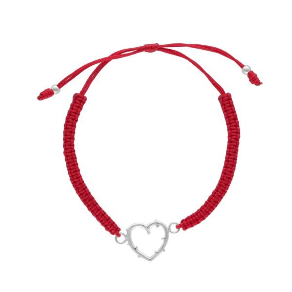 PULSERA  AJUSTABLE CORAZÓN HILO ROJO