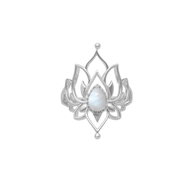 ANILLO FLOR DE LOTO PIEDRA NATURAL - Imagen 2