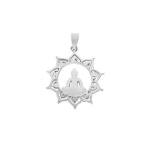 COLGANTE BUDA SOL PLATA ENVEJECIDA