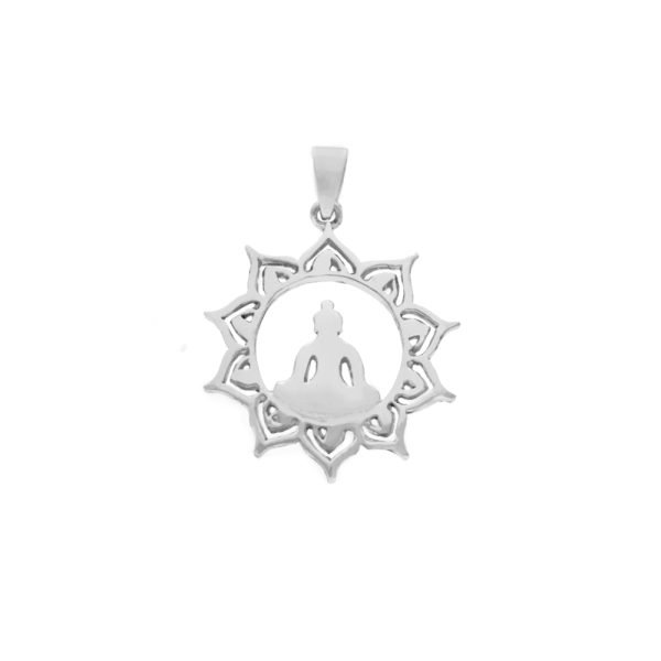 COLGANTE BUDA SOL PLATA ENVEJECIDA